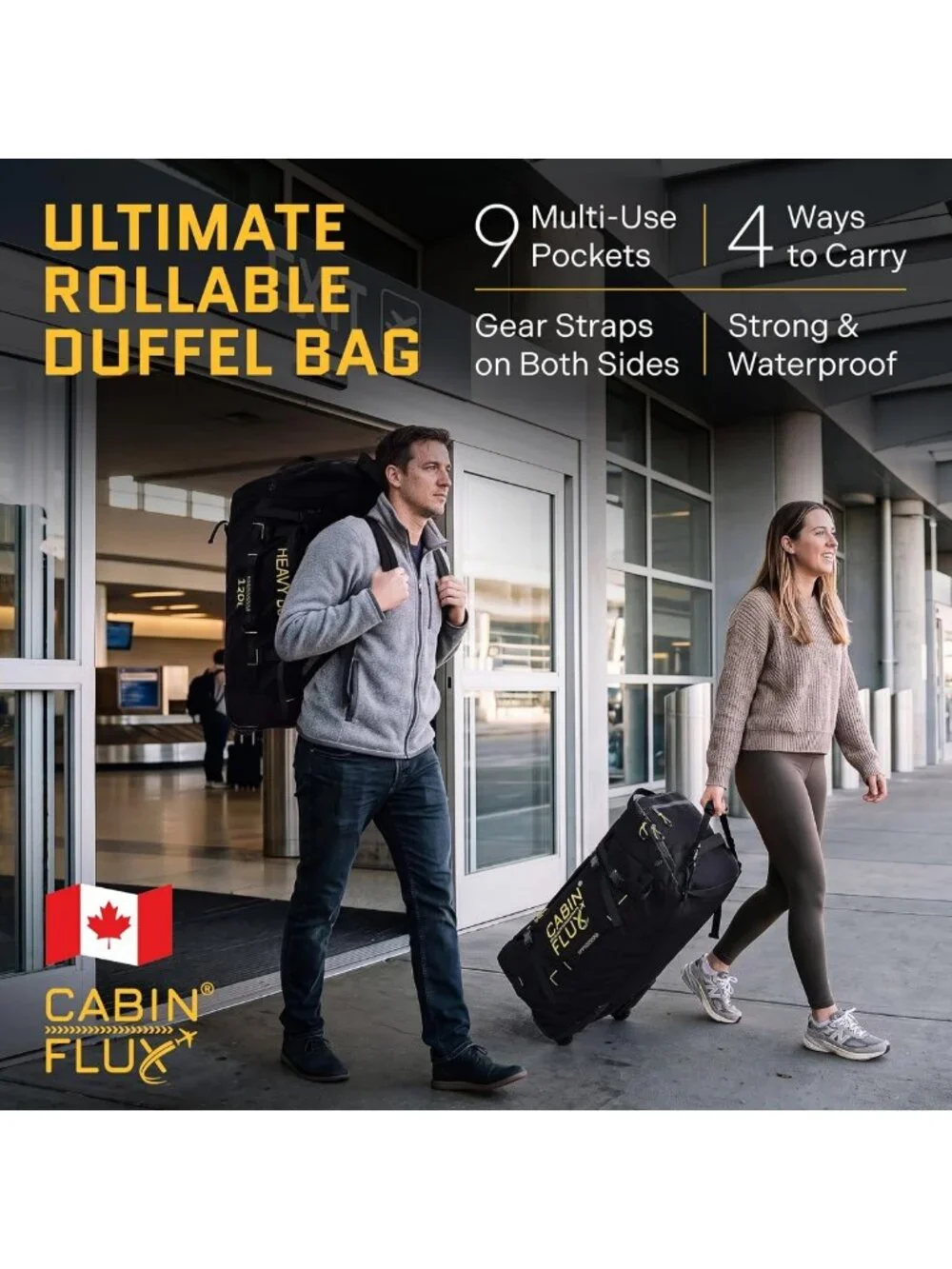 31-Inch Rolling Duffle Bag with Wheels - 120L Heavy-Duty Travel & Sports Luggage